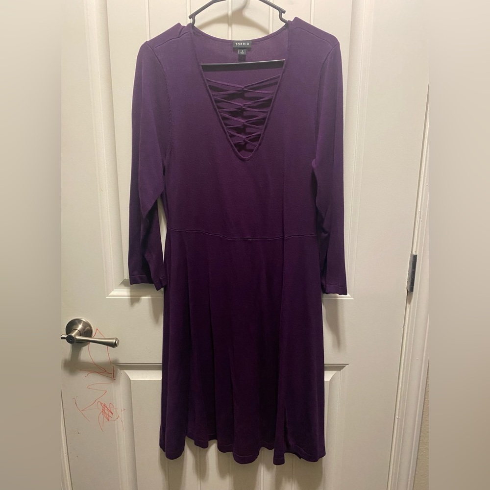 Torrid Deep Purple Long Sleeve Dress